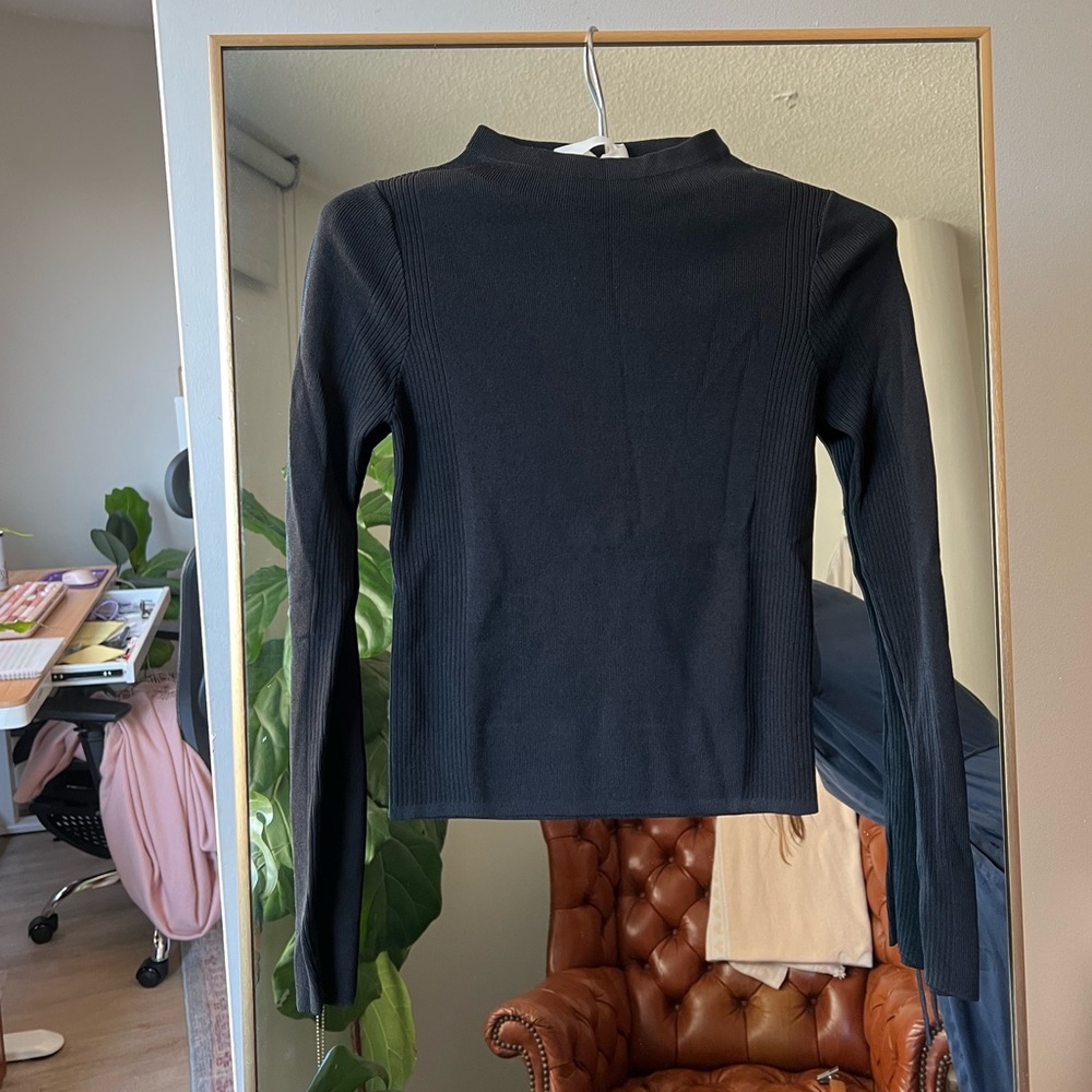 Sandro mock neck black knit top